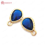 10PCS Champagne Brass Zircon Drop Charms Pendants 10x7MM