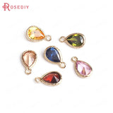 10PCS Champagne Brass Zircon Drop Charms Pendants 10x7MM