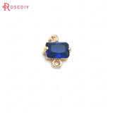 10PCS 10x8MM Champagne Brass Glass Rectangle Connect Charms Pendants