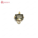 10PCS 10x8MM Champagne Brass Glass Rectangle Connect Charms Pendants