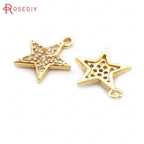 10PCS 11MM Champagne Brass Zircon Star Charms Pendants DIY Jewelry Findings