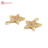 10PCS 11MM Champagne Brass Zircon Star Charms Pendants DIY Jewelry Findings