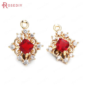 10PCS High Champagne Brass Rhombus Charms Pendants