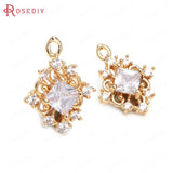 10PCS High Champagne Brass Rhombus Charms Pendants