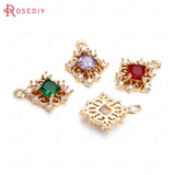 10PCS High Champagne Brass Rhombus Charms Pendants