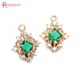 10PCS High Champagne Brass Rhombus Charms Pendants