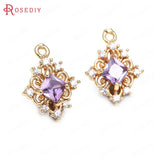 10PCS High Champagne Brass Rhombus Charms Pendants