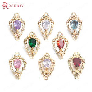 10PCS High Champagne Zircon Drop Shape Charms Pendants