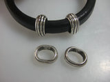 10PCS 11x8mm Oval Striped Slider Spacer Beads For Thick Licorice Leather