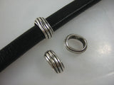 10PCS 11x8mm Oval Striped Slider Spacer Beads For Thick Licorice Leather