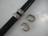 10PCS 11x8mm Oval Striped Slider Spacer Beads For Thick Licorice Leather
