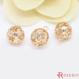 10PCS 12MM Champagne Brass Plum Flower Charms Pendants DIY Jewelry