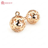 10PCS 12MM Champagne Brass Plum Flower Charms Pendants DIY Jewelry