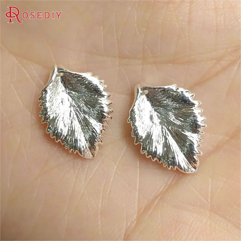 10PCS 12x17MM 24K Plated Brass Tree Leaf Charms DIY Jewelry Accessories