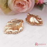 10PCS 12x17MM 24K Plated Brass Tree Leaf Charms DIY Jewelry Accessories