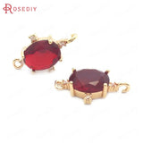10PCS Champagne Brass Zircon Oval Connect Charms Pendants