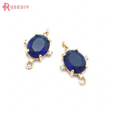 10PCS Champagne Brass Zircon Oval Connect Charms Pendants