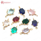 10PCS Champagne Brass Zircon Oval Connect Charms Pendants