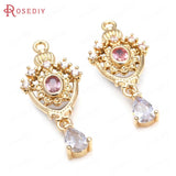 10PCS 12x29MM Champagne Zircon Crown Drop Shape Pendants