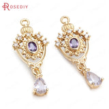 10PCS 12x29MM Champagne Zircon Crown Drop Shape Pendants