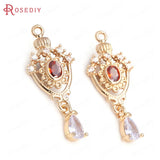 10PCS 12x29MM Champagne Zircon Crown Drop Shape Pendants