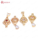 10PCS 12x29MM Champagne Zircon Crown Drop Shape Pendants