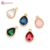 10PCS High Champagne Brass Zircon Drop Shape Charms Pendants