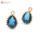 10PCS High Champagne Brass Zircon Drop Shape Charms Pendants