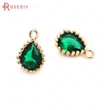 10PCS High Champagne Brass Zircon Drop Shape Charms Pendants