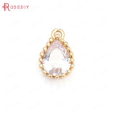 10PCS High Champagne Brass Zircon Drop Shape Charms Pendants