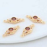 10PCS 14K Brass 2 Holes Oval Connect Charms for Necklace DIY