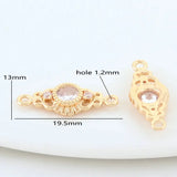 10PCS 14K Brass 2 Holes Oval Connect Charms for Necklace DIY