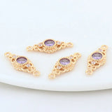 10PCS 14K Brass 2 Holes Oval Connect Charms for Necklace DIY