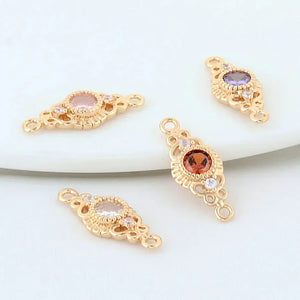 10PCS 14K Brass 2 Holes Oval Connect Charms for Necklace DIY