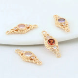 10PCS 14K Brass 2 Holes Oval Connect Charms for Necklace DIY