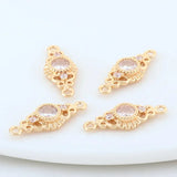 10PCS 14K Brass 2 Holes Oval Connect Charms for Necklace DIY