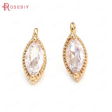 10PCS 13x5MM Champagne Brass Zircon Horse Eye Charms Pendants DIY Findings