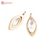 10PCS 13x5MM Champagne Brass Zircon Horse Eye Charms Pendants DIY Findings