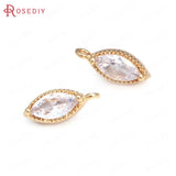 10PCS 13x5MM Champagne Brass Zircon Horse Eye Charms Pendants DIY Findings