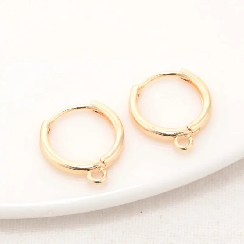 10PCS 14K Brass Round Hoops Earrings DIY Jewelry Findings