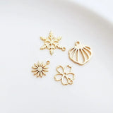 10PCS 14K Brass Snowflake Flower Pendants DIY Earring Charms