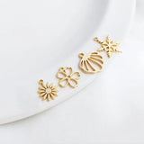 10PCS 14K Brass Snowflake Flower Pendants DIY Earring Charms