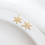 10PCS 14K Brass Snowflake Flower Pendants DIY Earring Charms