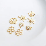 10PCS 14K Brass Snowflake Flower Pendants DIY Earring Charms