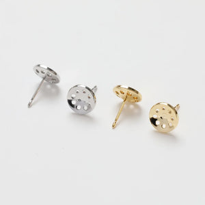 10PCS 14K Plated Lotus Seed Ear Studs 8mm DIY Jewelry Making Supplies