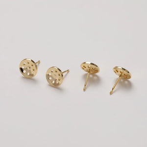 10PCS 14K Plated Lotus Seed Ear Studs 8mm DIY Jewelry Making Supplies