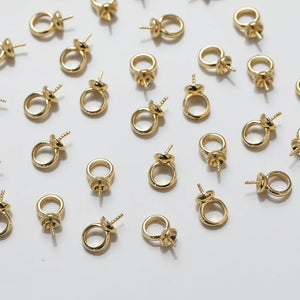 10PCS 14K Plated Bead Pearl Cap Pendant DIY Necklace Making Supplies Brass