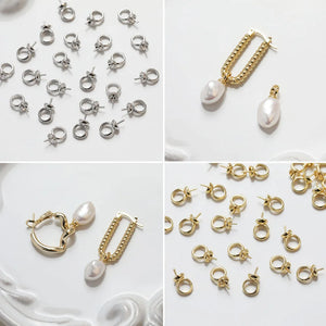 10PCS 14K Plated Bead Pearl Cap Pendant DIY Necklace Making Supplies Brass