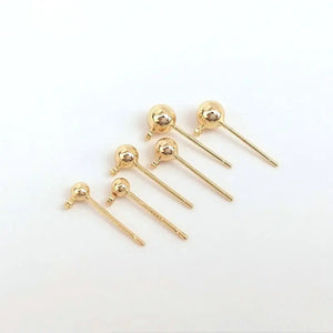10PCS 14K plated ball beads post earrings hook earring findings DIY craft