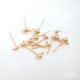 10PCS 14K plated ball beads post earrings hook earring findings DIY craft